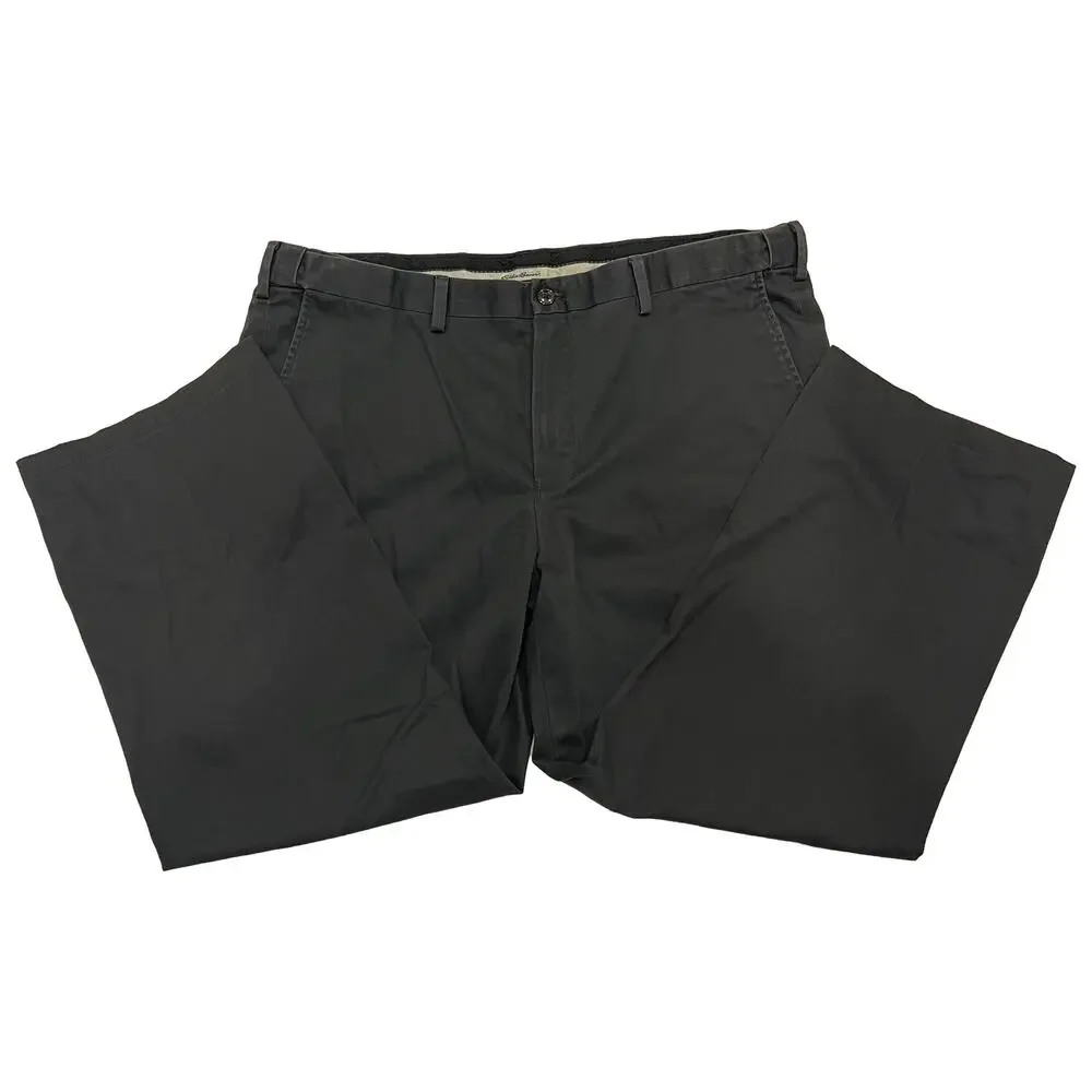 Eddie Bauer Men 42x29 Wrinkle Resistant Relaxed Fit Chino Pants Black Twill